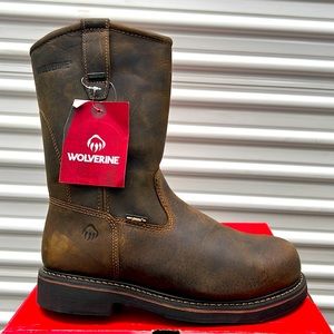 Wolverine Work Boots Brek Wellington Steel Toe Waterproof Slip Resistant Medium